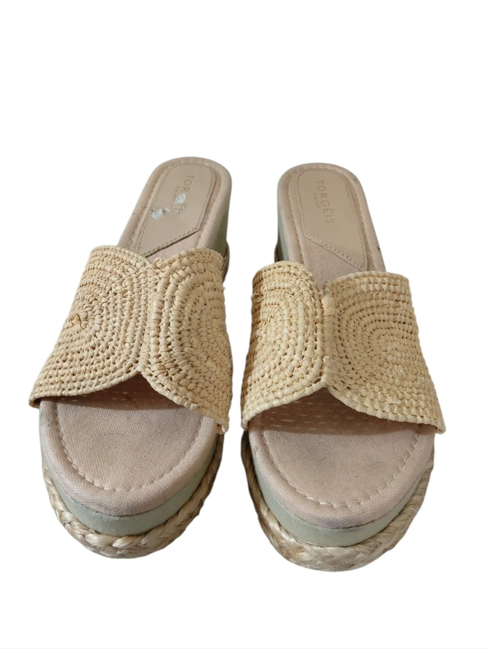 Torgēis Women's Woven Straw Slide Wedge Sandals